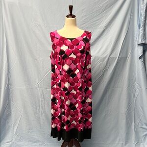Julian Taylor Pink and Black Patterned Midi Dress